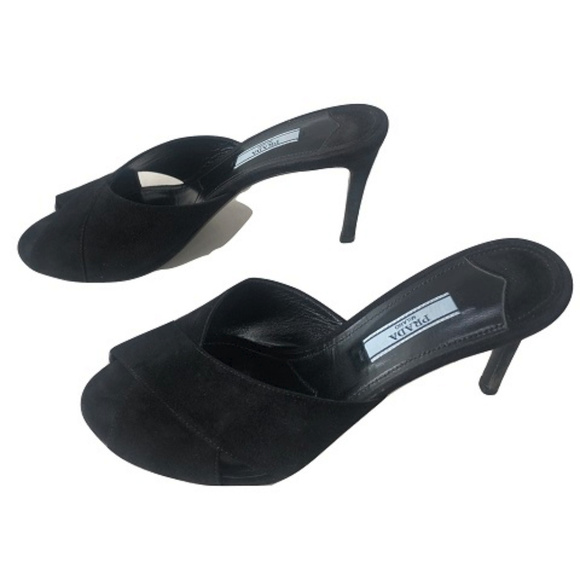 Prada Suede Slide Stiletto Heels, Size 7-7.5 - Picture 1 of 7